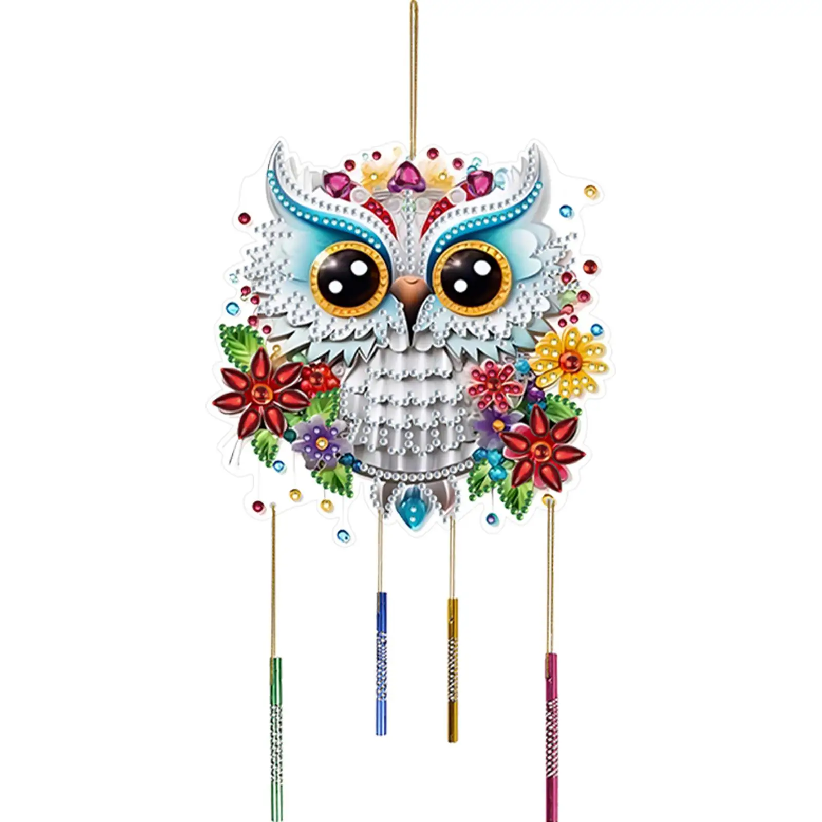 2D Flat Animal Diamond Painting Wind Chimes Hanging Crystal Chime Ornament for Garden Window Decor