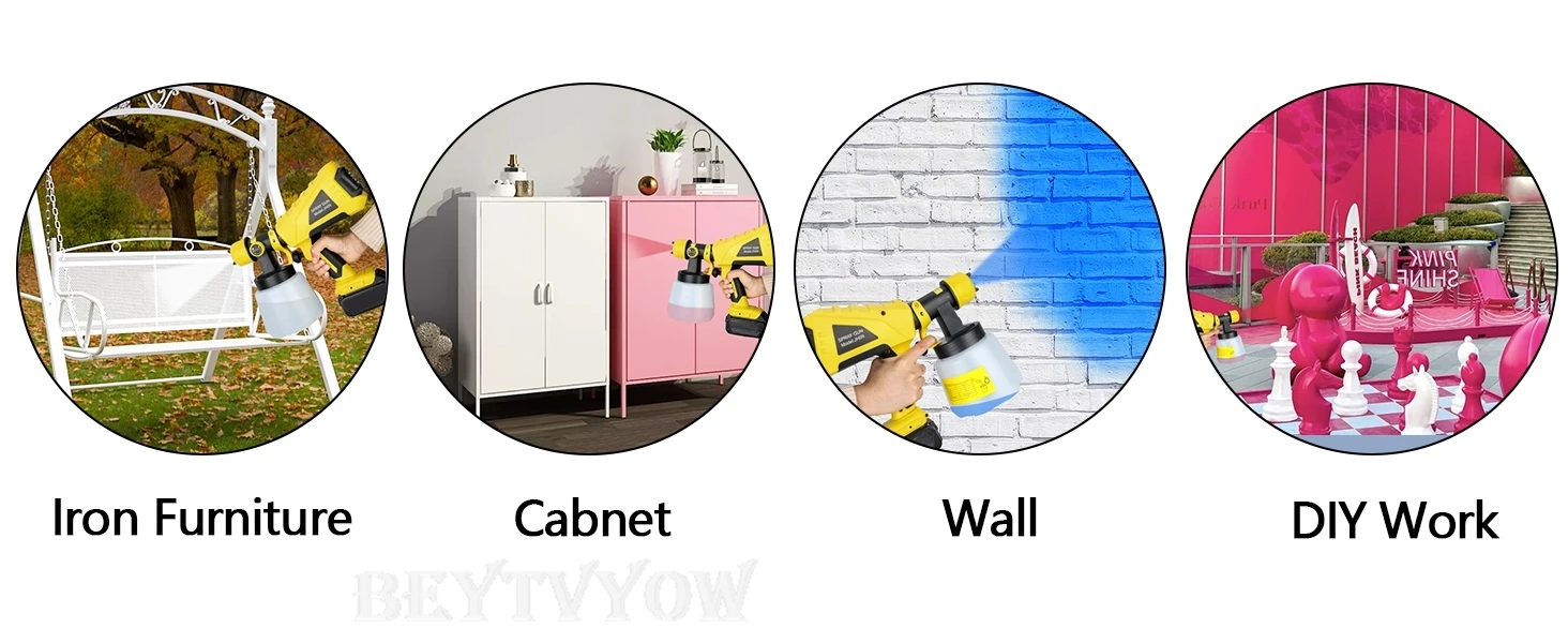Cordless Paint Sprayer Compatible with Dewalt 20V Battery HVLP Spray Paint Gun B