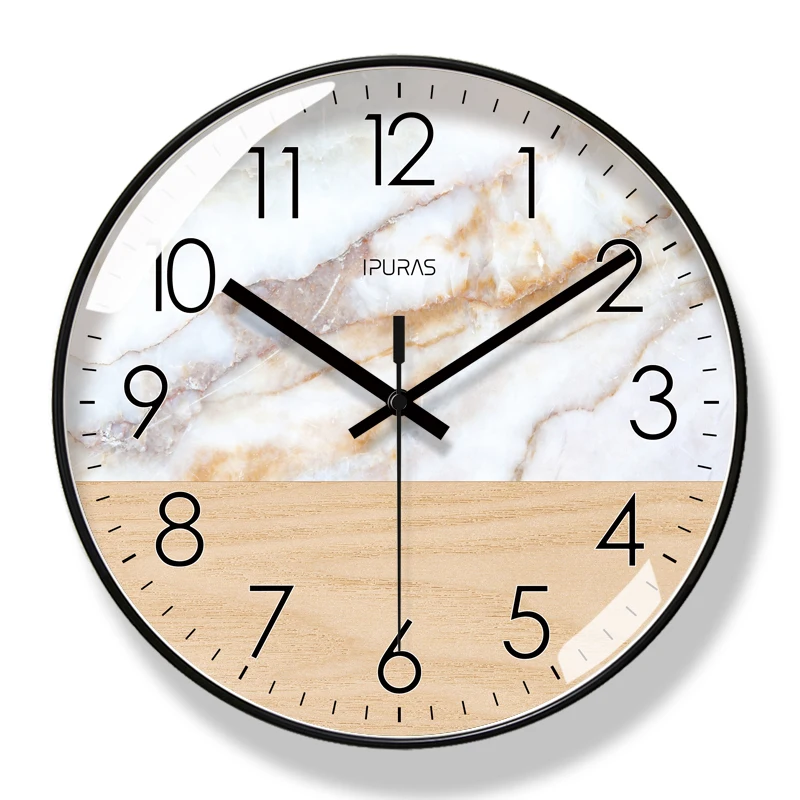 Black Large Wall Clock Silent Watches Clocks Color:I;Sheet Size:10 inch
