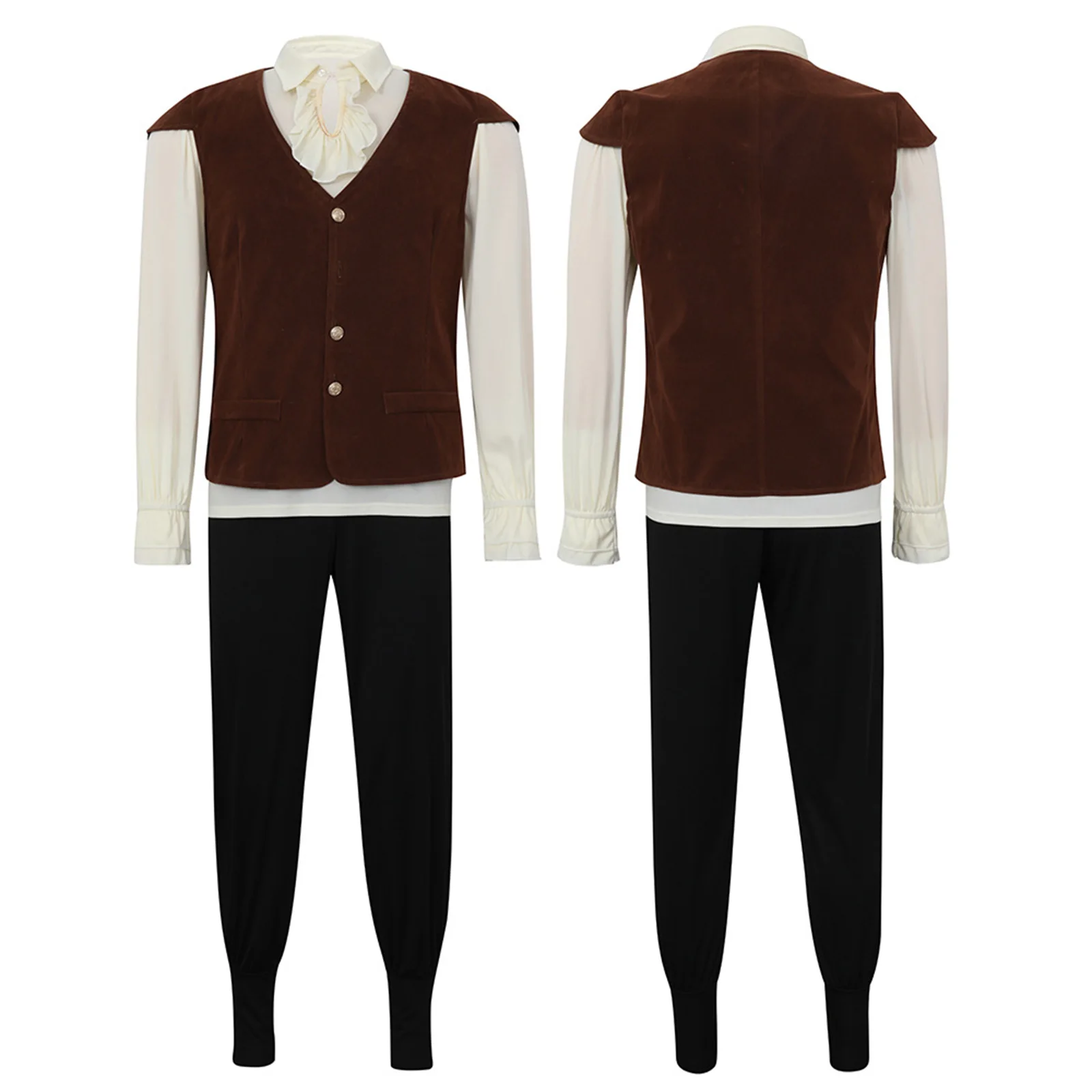 Traje de uniforme de fiesta para hombre, disfraz de pirata caballero medieval con volantes que chupa sangre, vampiro renacentista, para Halloween