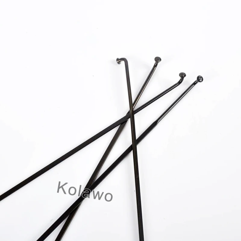 10Pcs MTB J-bent Flat Spokes 14G Black Steel Rays Spokes Bicycle Aero 191-298mm Road/Folding Bike Fat Spoke 261mm