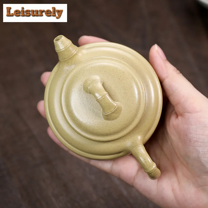 150ml Aesthetic Yixing Purple Clay Teapots Handmade Bamboo Joint Antique Pot Raw Ore Section Mud Kettle Zisha Tea Set Collection