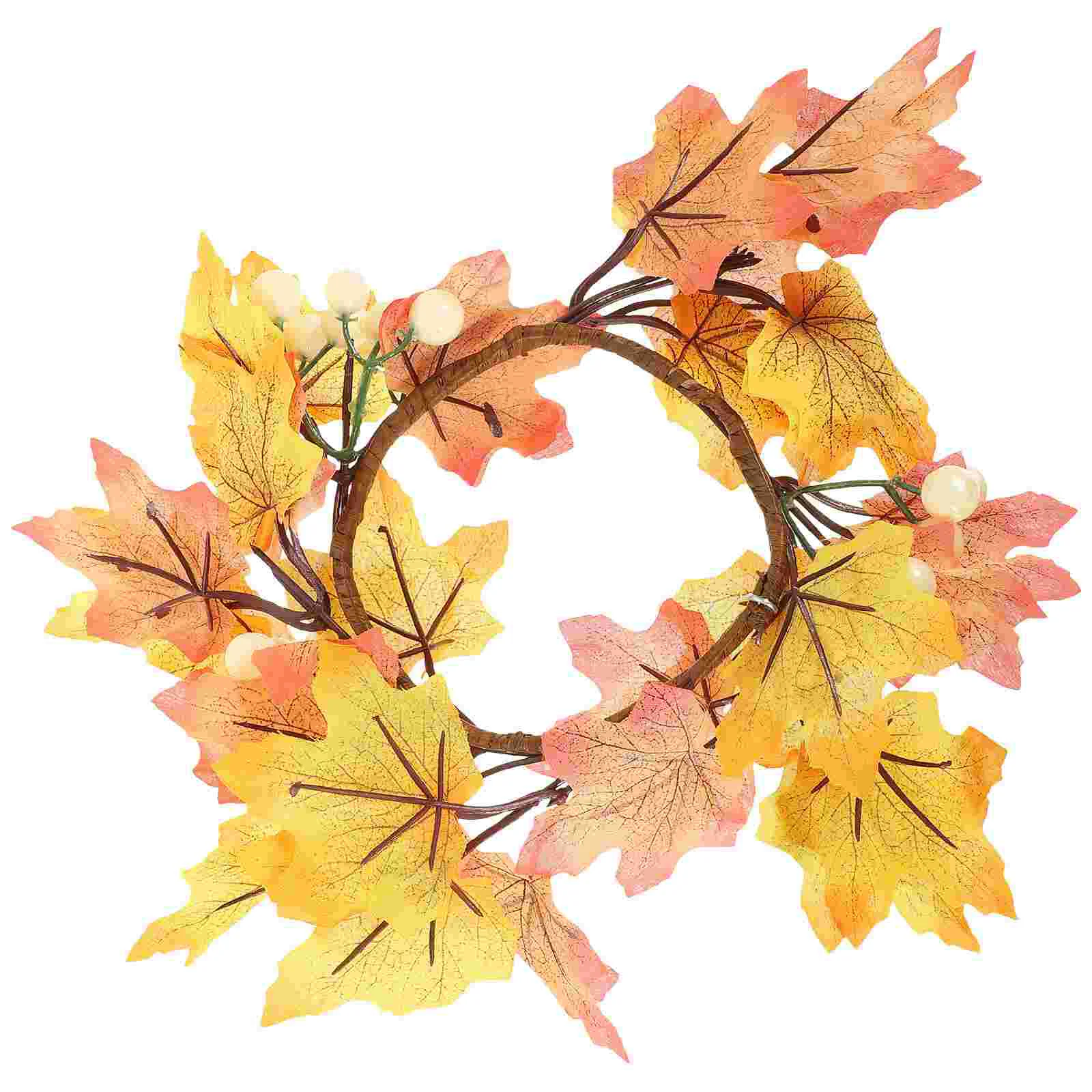 

Fall Wreath Decor Harvest Wall Thanksgiving Day Ring Maple Leaves Rings Door Garland Halloween