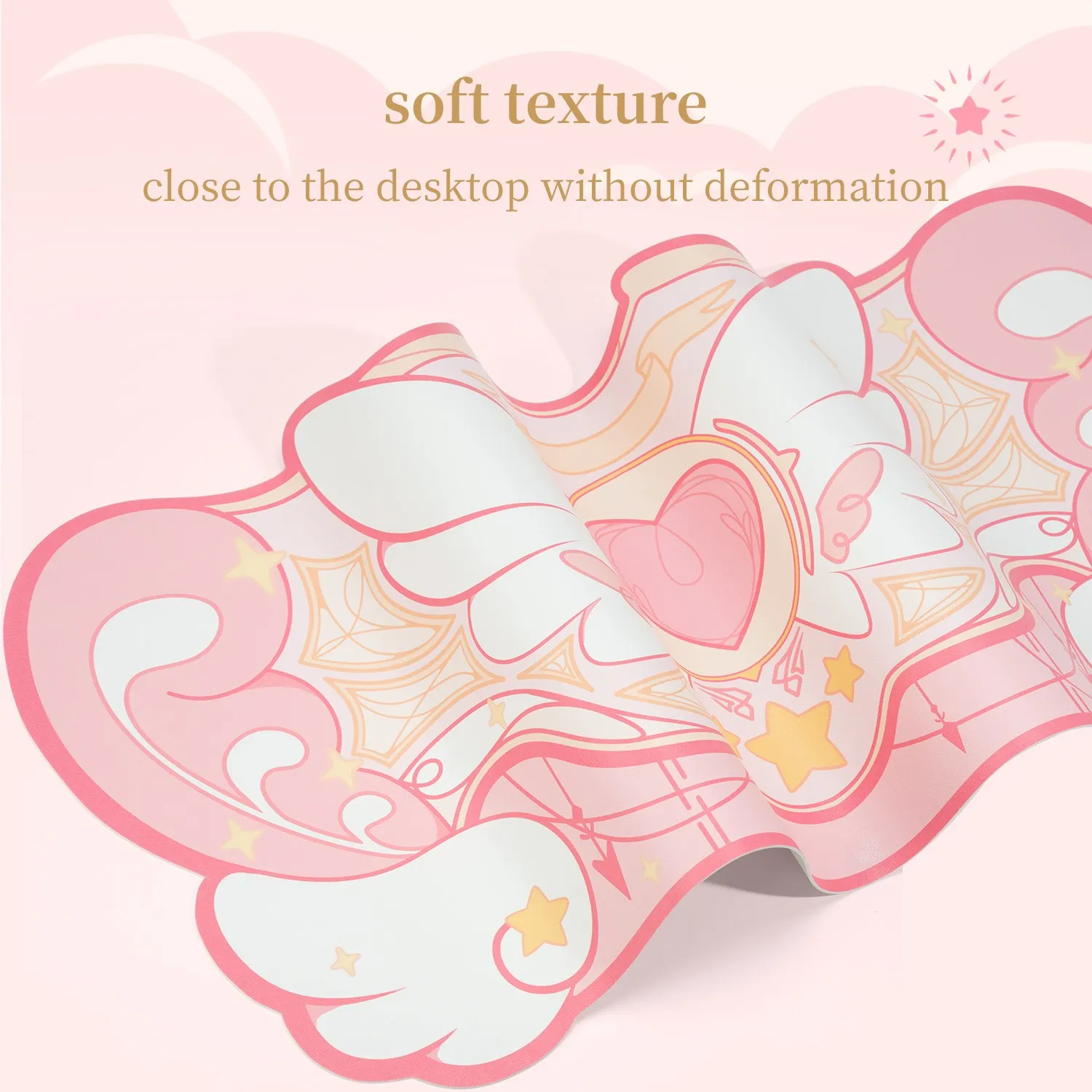 Geekshre-anti-slip Waterproof Gaming Mouse Pad Kawaii Pink Star Wings Desk Mat Mesa de Escritório Tamanho Grande 84x37cm - Imagem 5