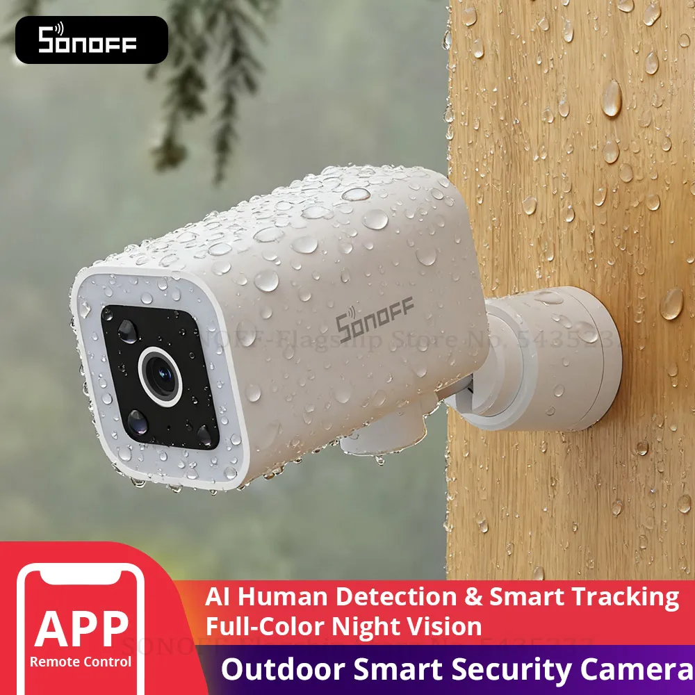 SONOFF CAM-B1P 실외 스마트 보안 카메라 2K HD AI 인체 감지 기능 탑재 IP65 방수 180도 °   팬 컨트롤 알렉사 구글 홈