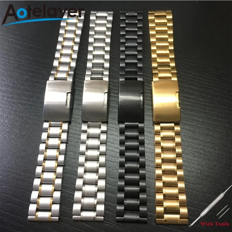 Cinturino Orologio In Acciaio Inox Con Fibbia A Farfalla - Larghezze Da 12 A 22 Mm, Uomo/Donna