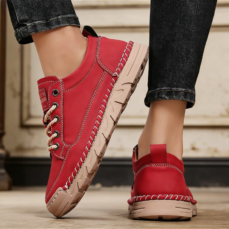 New Autumn Handmade Leather Women Boots Outdoor Design Sneakers Man Casual Shoes Flexible Cushioning Sole Comfortable Loafers