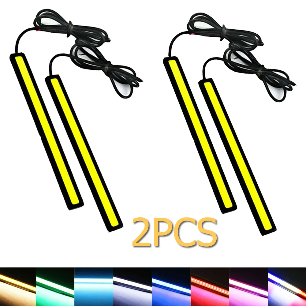 2X 16mm 17mm Led Strip Fog Light 12v Cob Red Drl Car Blue Daytime Running Waterproof Automotive Ultra-narrow Side Bright