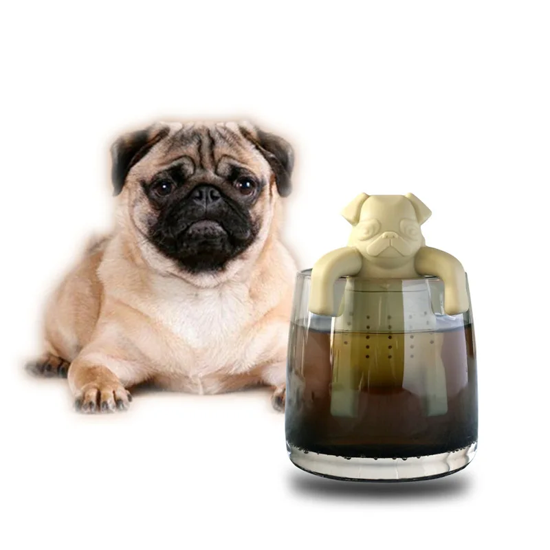 Cute Silicone Pug Dog Tea Infuser Tea Filter Diffuser Reusable Tea Strainer Spice Loose Tea Leaf Herbal Tool Tea Accessories