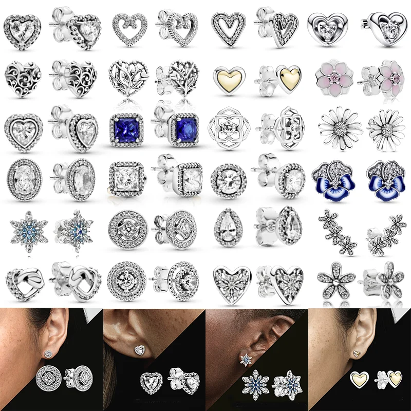 

Small women hoops new in button original certified 925 silver trending Jewelry luxury quality famous brands zircon Stud earrings