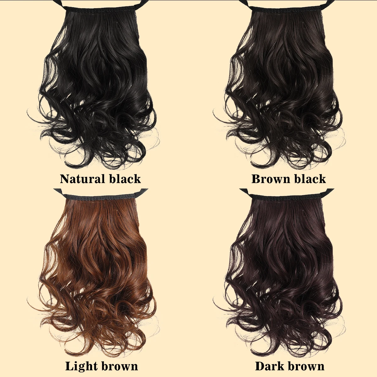 25CM synthetic short curly pear flower ponytail wig strap surrounds the woman's ponytail and extends the fake ponytail