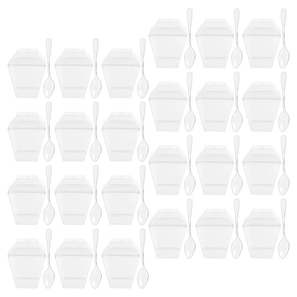 

50 Sets Dessert Cup Clear Cups Household Pudding Replaceable Tiramisu Delicate Compact Portable Multi-function