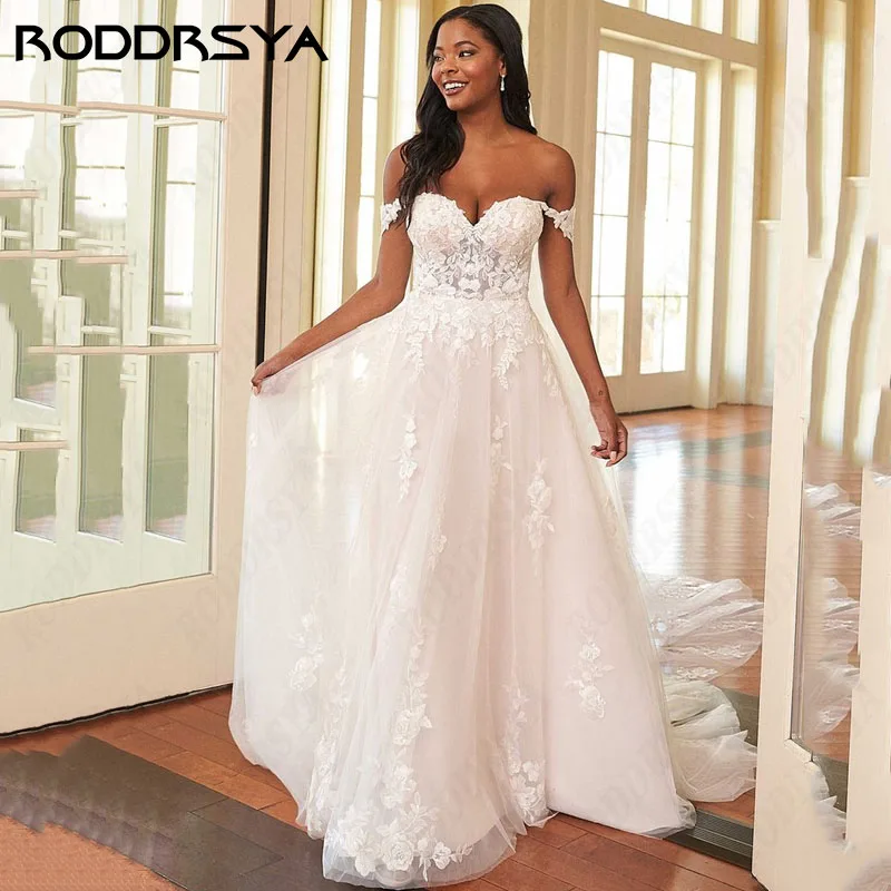 

RODDRSYA Exquisite Lace Wedding Dress Sexy Backless Off Shoulder Suknia ślubna Boho A-line Custom Made Sweetheart Bridal Party