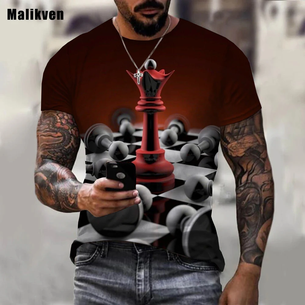 

Summer New Chess 3D Printed T-shirt Summer Casual Fashion Breathable Short Sleeve Tough Guy Style Comfortable Breathable Top