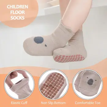 5 Pairs Toddler Non Slip Socks with Grips Baby Socks for Kids Girls Boys Leg Warmers 5