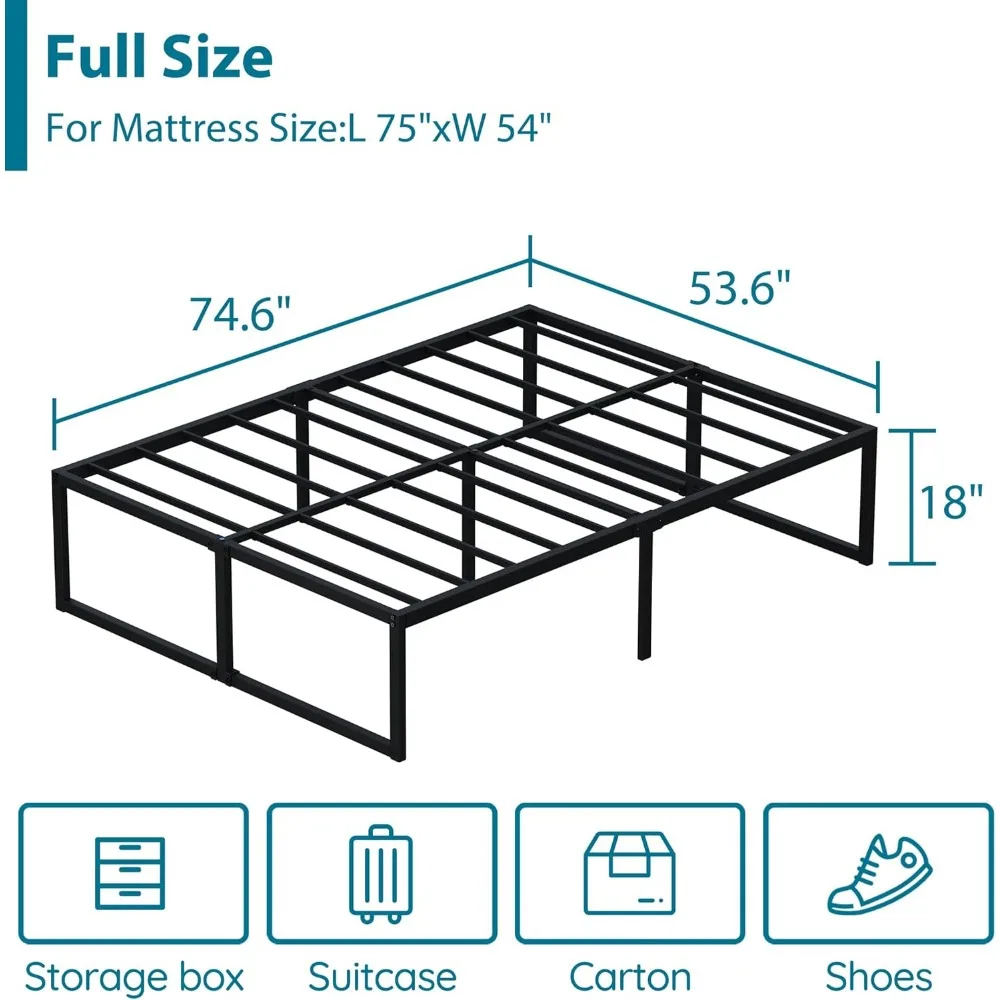 18 Inch Full Size Bed Frame Heavy Duty Metal Platform No Box Spring Needed, Easy Assembly Noise Free, Full Size Bed Frame 3