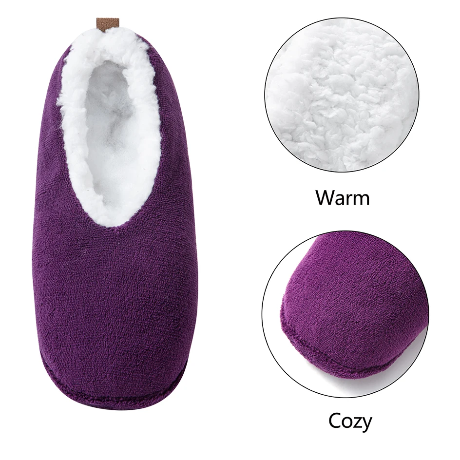 Description Picture 5 of itemWomen's Indoor Floor Socks Keep Warm Winter Men Non-slip Floor Shoes Soft Comfortable 2022 New Fashion Ladies Home Slippers