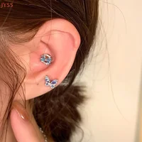 Premium Sense Blue Earrings Love Butterfly Cochlear Stud Sleep Free Ear Bone Stud Metal Simple Earrings 2