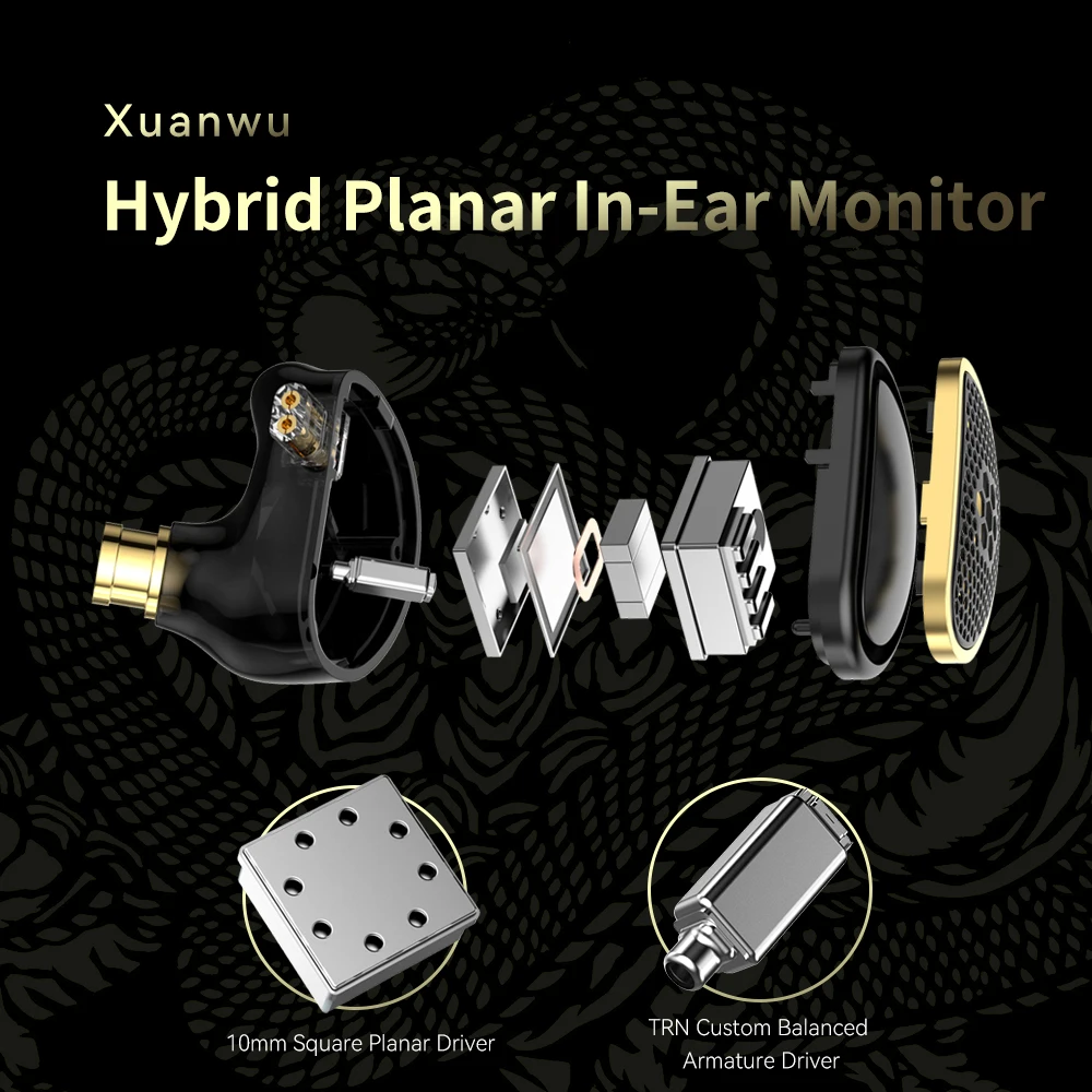 TRN SPD+BA Xuanwu In Ear Earphone Hybrid Planar In-Ear Monitor IEM