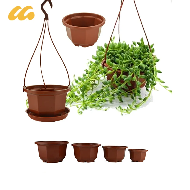 HangingBasketOctagonalFlowerPotPlasticPlantFlowerPotHanger