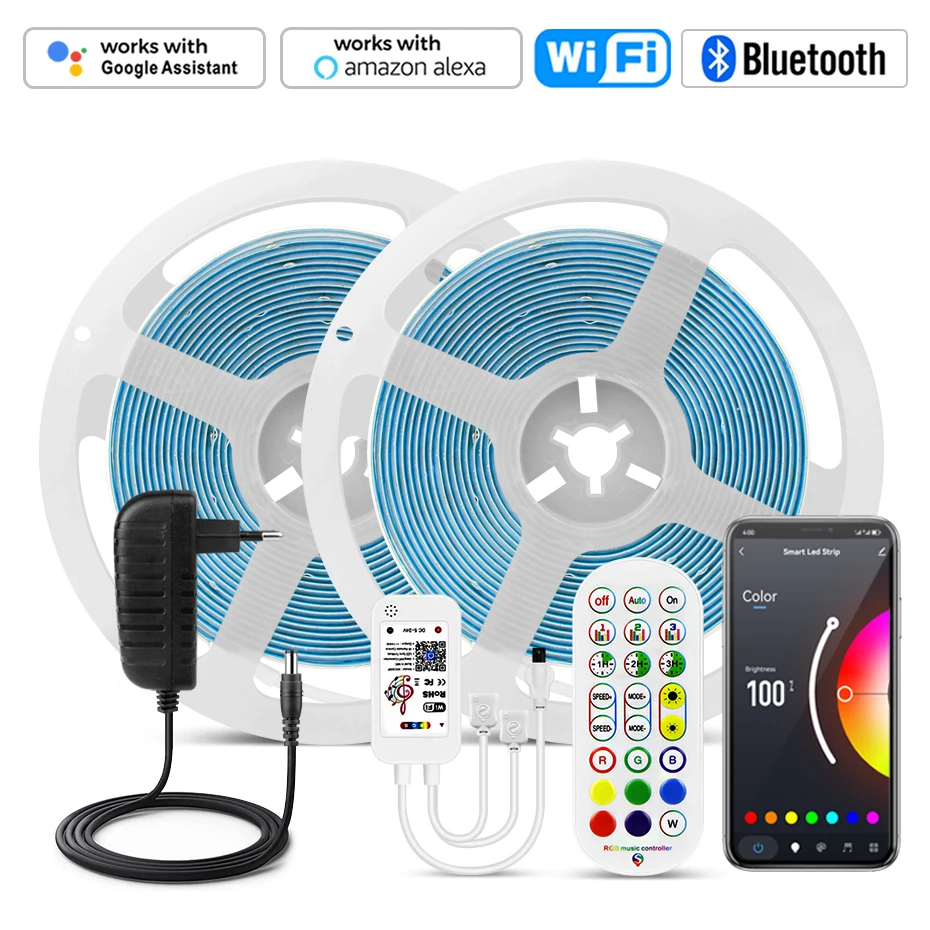 SUBOSI 10M WIFI COB RGBW warm wit 24V intelligente LED-strip strip lichtketting 672LEDs/M 6720LEDs LED strip lichtbalk werkt met Google Assistant/Alexa