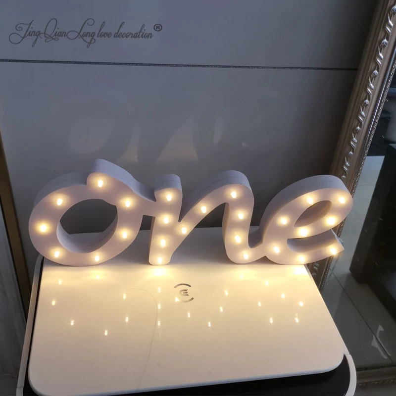 LED Lighting ONE Sign for First Birthday Decor Freestanding