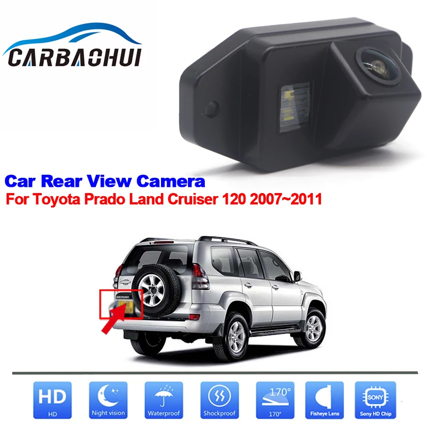 

170 градусов, HD 120x72 0P, ночное видение, автомобильный номерной знак, фотокамера заднего вида для Toyota Prado Land Cruiser 2007 2011 ~