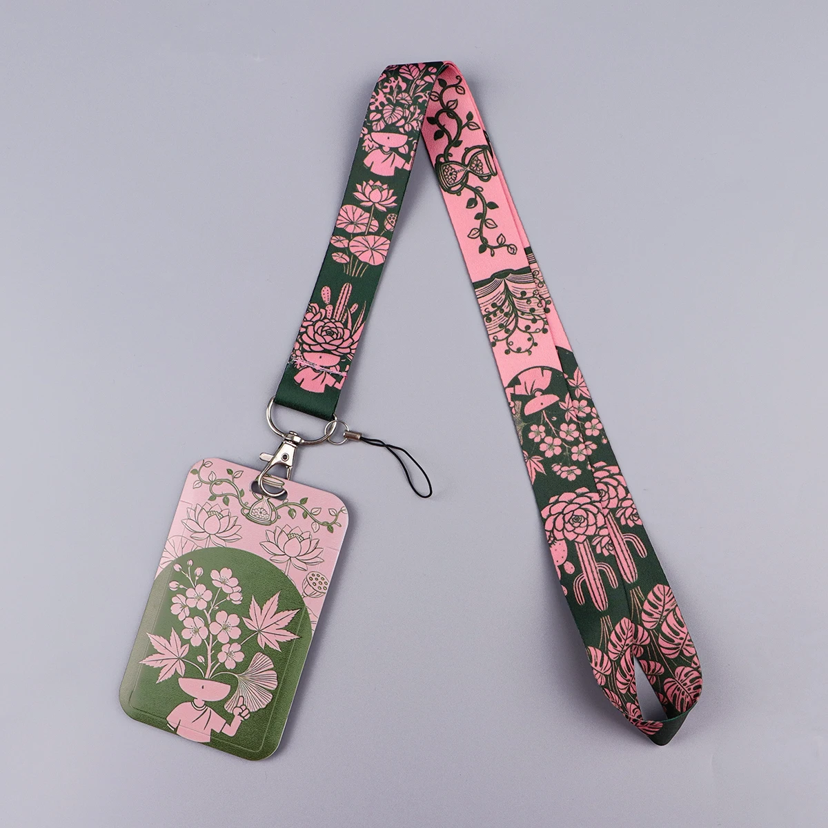 Elegant Rose Floral Lanyard Card Holder - Stylish Accessory for Keys, ID Cards, and Badges