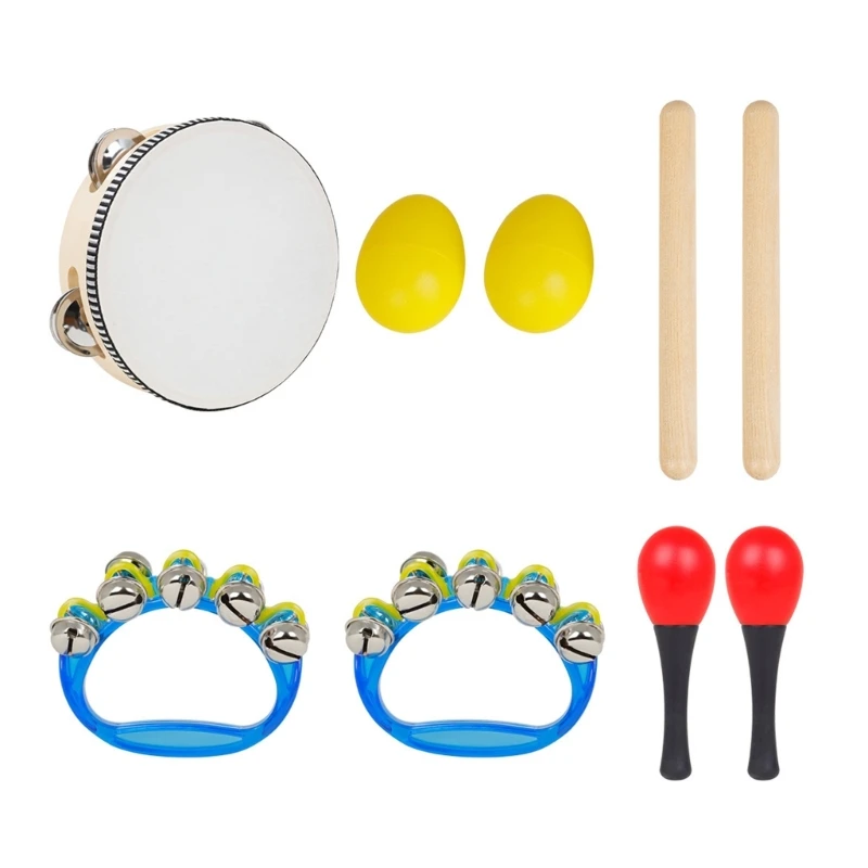 

5Pcs Wood Musical Instrument Set for Toddlers Preschool Children Early Education Music Toy Percussion Toy for Boys Drop Shipping