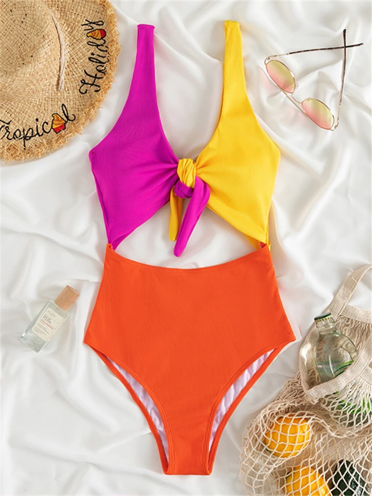

2023 Sexy Bikini One Piece Swimming Patchwork Suit Swimwear Bathing Suit New Sexy Stripes Swimming Suit Bikinis Swimsuit B942
