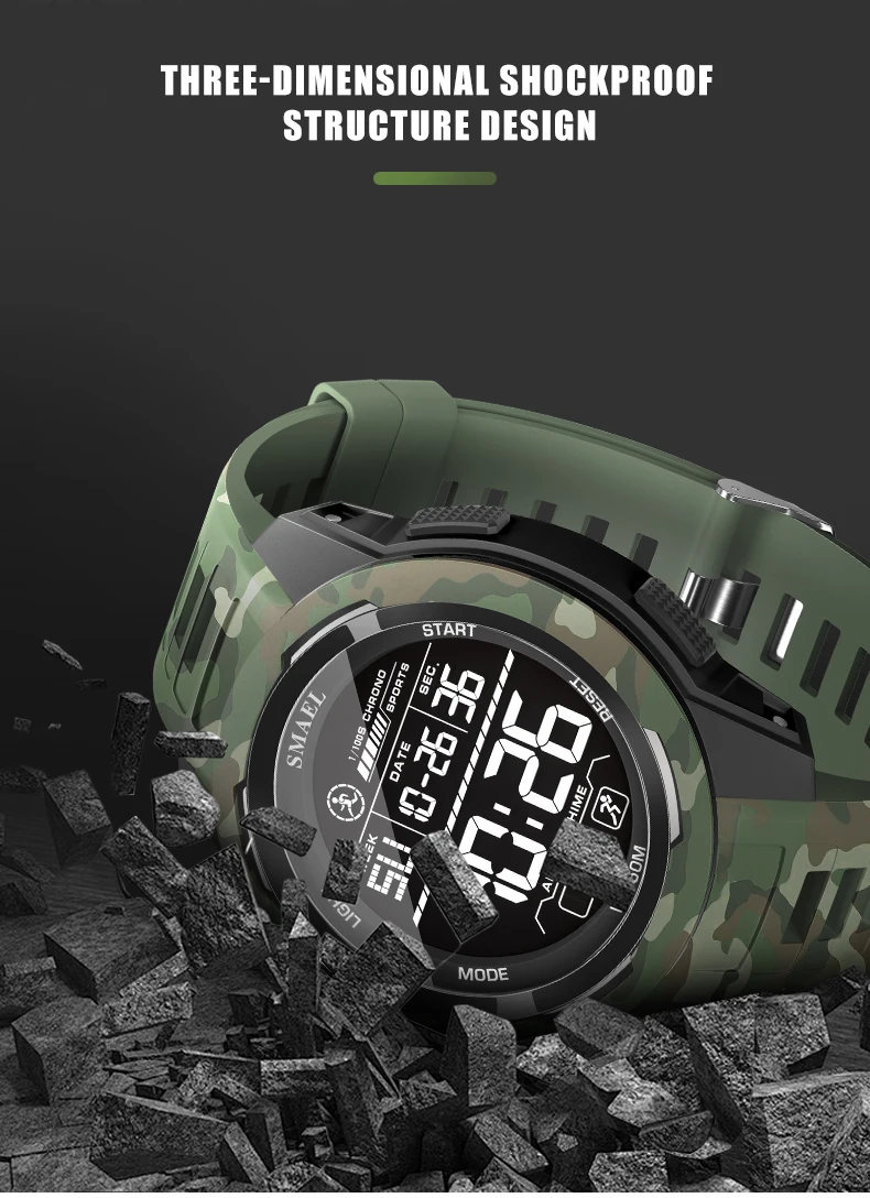 SMAEL New 8105 Camouflage Digital Watches Sports LED Wristwatches 50m Waterproof  Digital Light Stopwatch Watch for Men 6