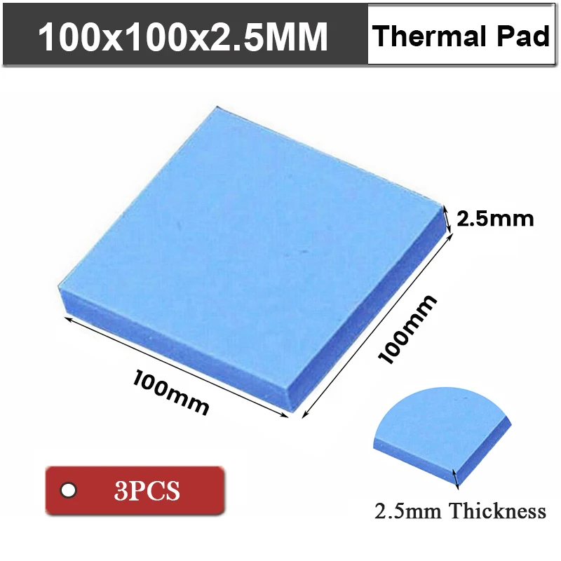 100mm x100mm x 4mm GPU RAM IC Chip Cooler Conductive Silicone Thermal Pad  Blue