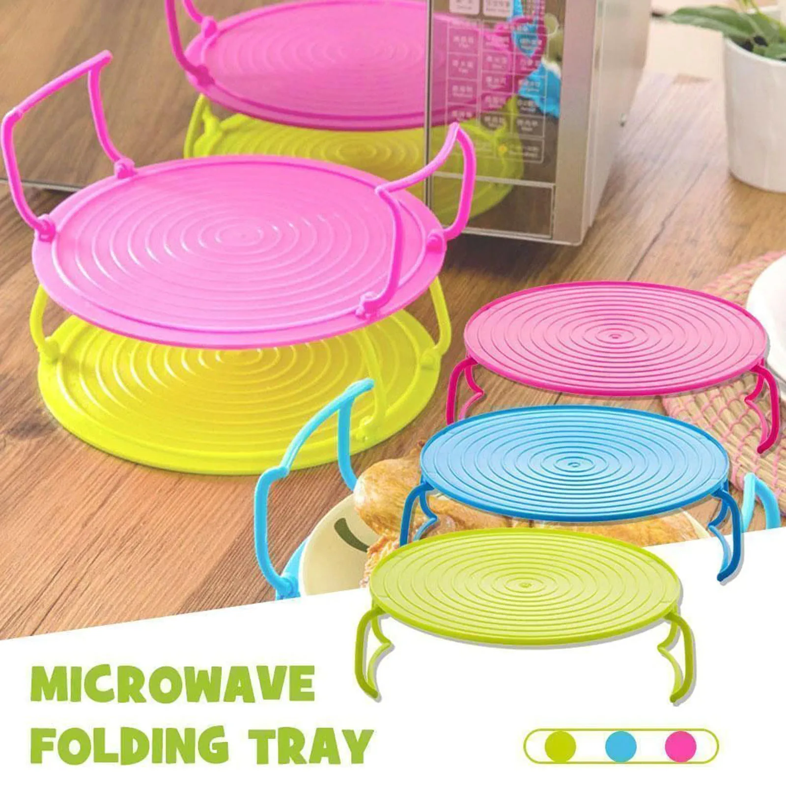 Multifunction Insulated Heating Tray Rack Plastic Kitchen Gadgets Microwave Steaming Rack Kitchen Storage
