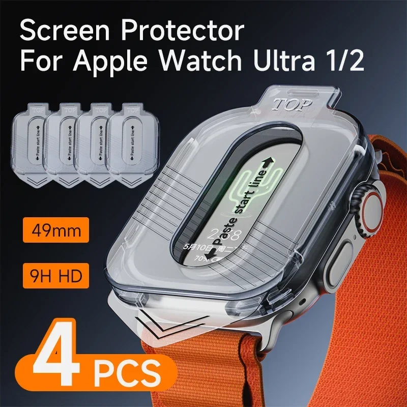1-5 pces vidro temperado para apple watch ultra2 49mm protetor de tela anti-risco para iwatch segundos instalação película protetora