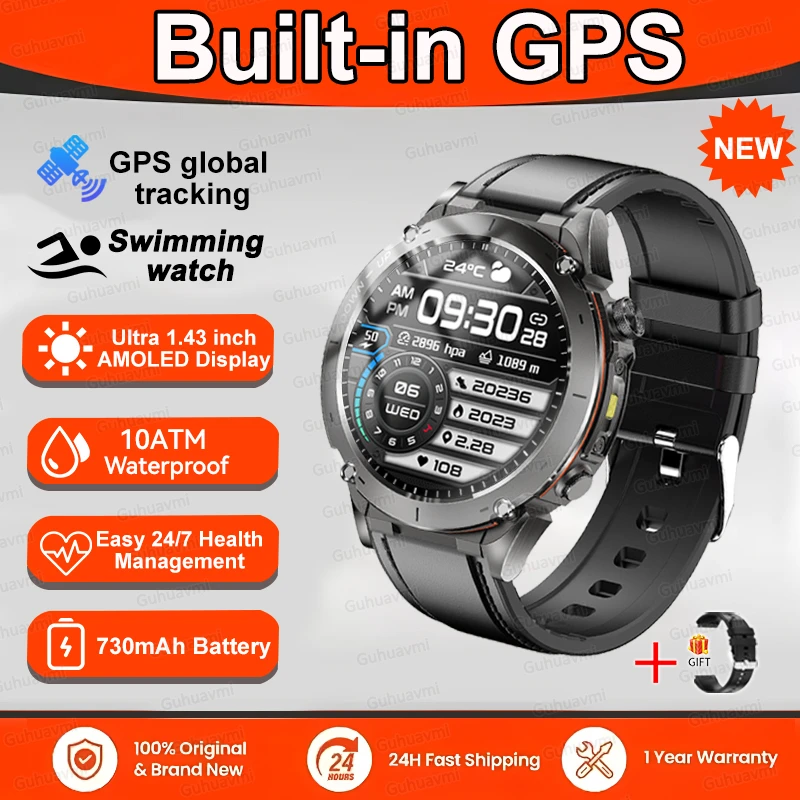GPS Sports Smartwatch 10ATM Waterproof 1.43" AMOLED Health Monitor - Picture 26 of 43