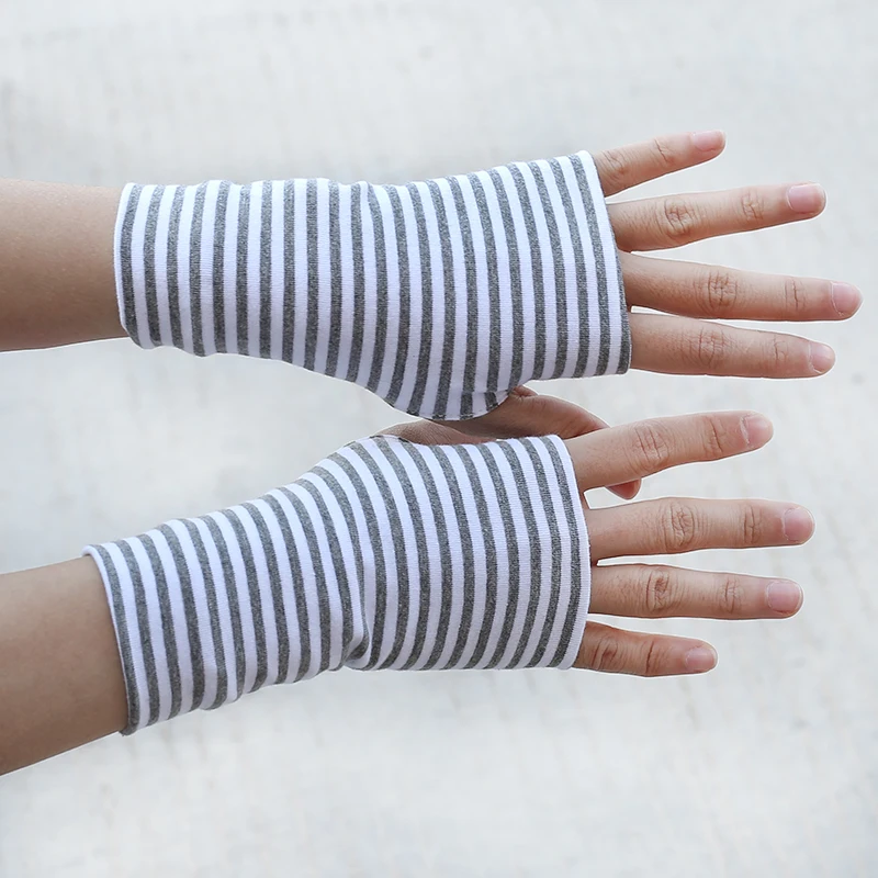 Short Fingers Striped Half Finger Gloves cycling gloves fingerless gloves sports gloves half finger gloves gym gloves sunscreen gloves fingerless gym gloves cotton gloves fingerless compression gloves unisex Sun Protection Pure Cotton Drive and Ride Fingerless Style