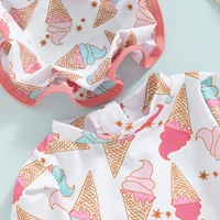 Cute Sweet Style Baby Girls Rash Guard Swimsuit Beach Wear Long Sleeve Floral Print Bathing Suit For Infant Swimwear with Hats 5
