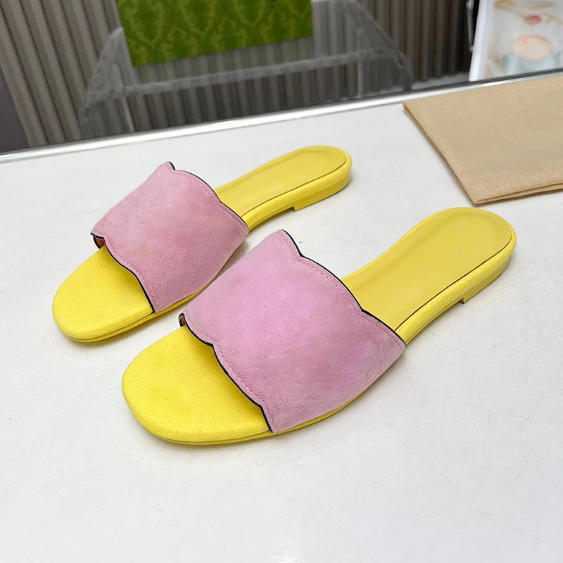 

Versatile Female Slippers Summer 2024 New Candy Color Upper Round Toe Sandal Comfort Foot Feel Internet Celebrity Women Slippers