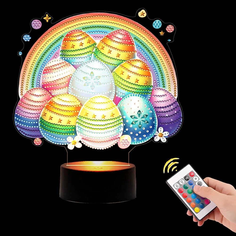 DIY Diamond Painting LED Night Light Gnome Egg Rainbow Eggs Flower Egg Bunny Egg Boy Egg Bunny Night Lamp for Easter Gifts