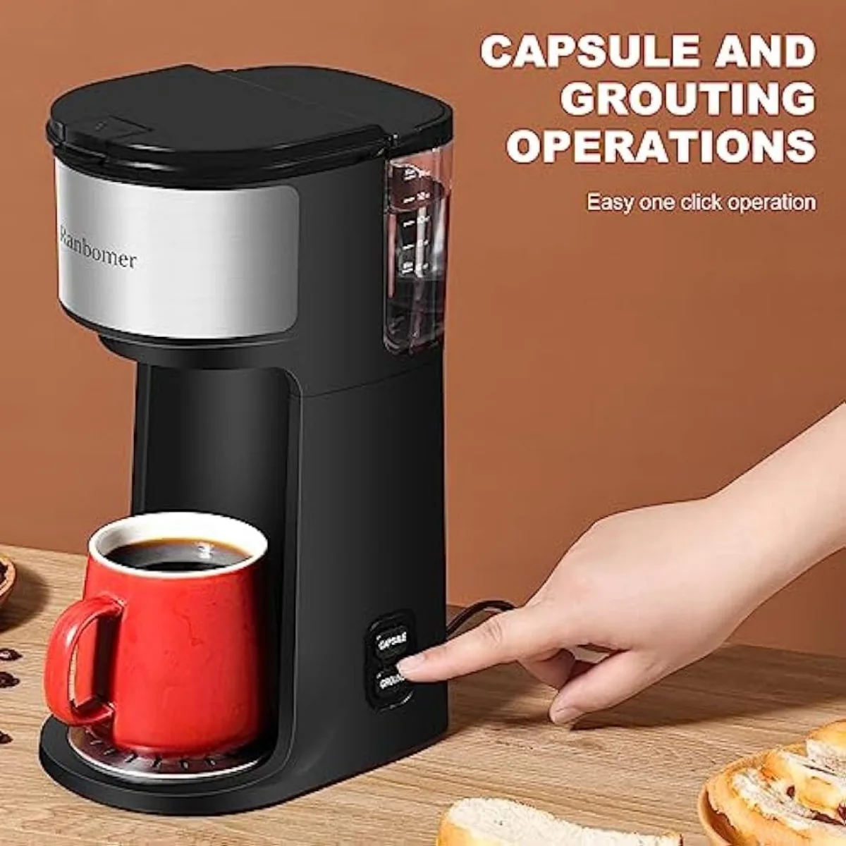 Single Serve Coffee Maker K Cup and Ground Coffee Machine 2 in 1 6 to 14 Oz Brew Sizes Fits Travel Mug