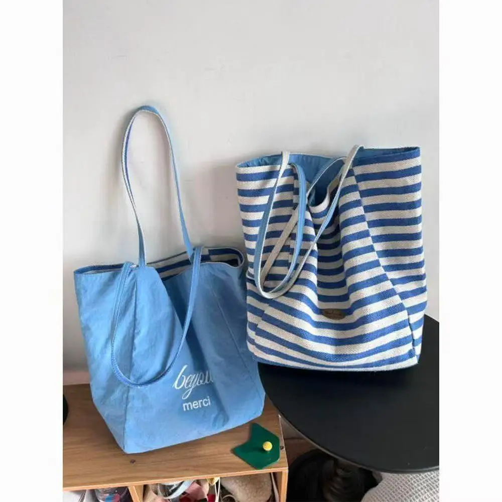 sac fourre-tout, sac double face, sac réversible, sac coton, sac rayé, sac uni,