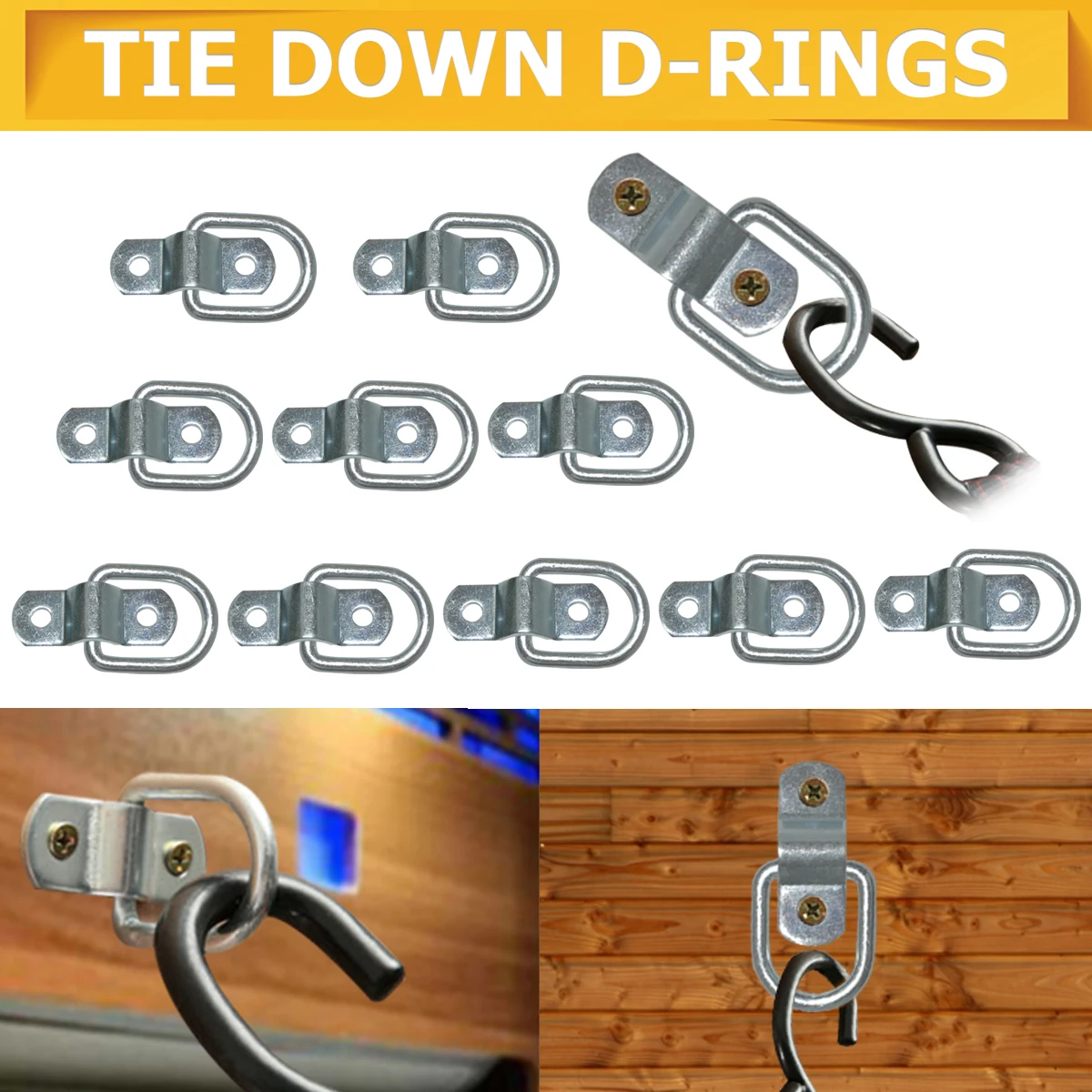 Lashing Ring Stainless Steel D Shape Pull Hook Tie Down Anchors Ring Iron Cargo Tie Down Car Truck Trailers Accessories