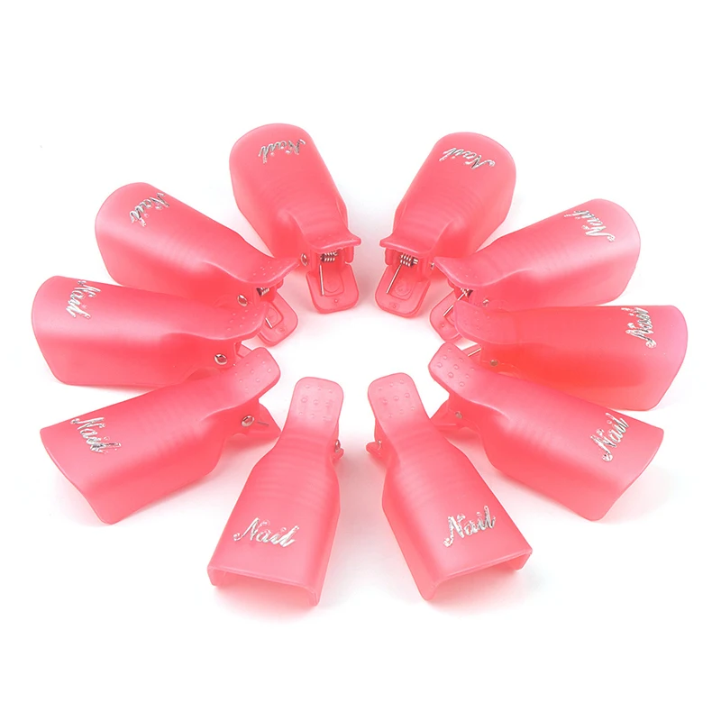 10pcs/bag Nail Acrylic Removal Clip for Remove UV LED Gel Polish Purple Pink Manicure Tools Nail Supplies for Professionals 2