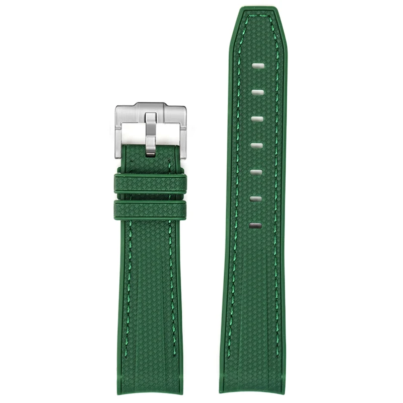 Diving Curved End Silicone Rubber Watch Strap, 20mm
