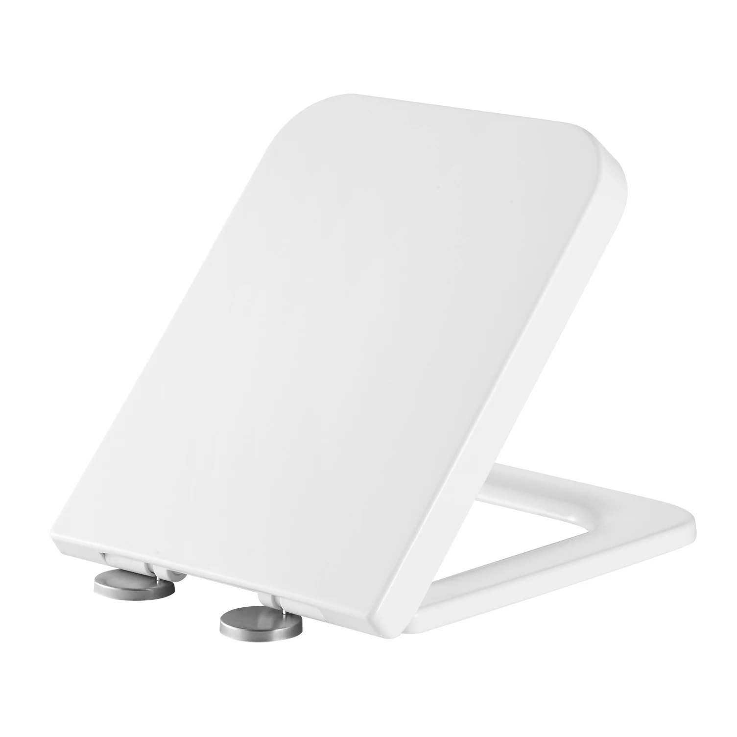 Square Toilet Seat and Cover Soft Close White Rectangular Loo Lid Quick Release Heavy Duty Easy To Clean Bathroom Lid