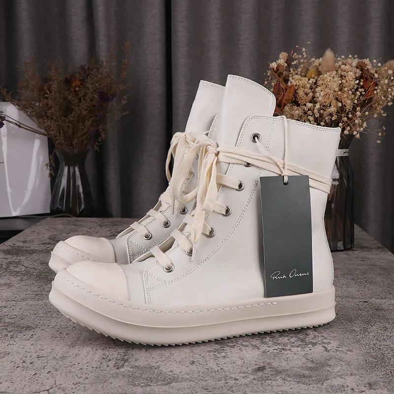 

Straight Boots Autumn Winter New Style Elevated Sole Genuine Leather Upper Zipper Design Neutral Shoes Retro Trend Ankle Boot