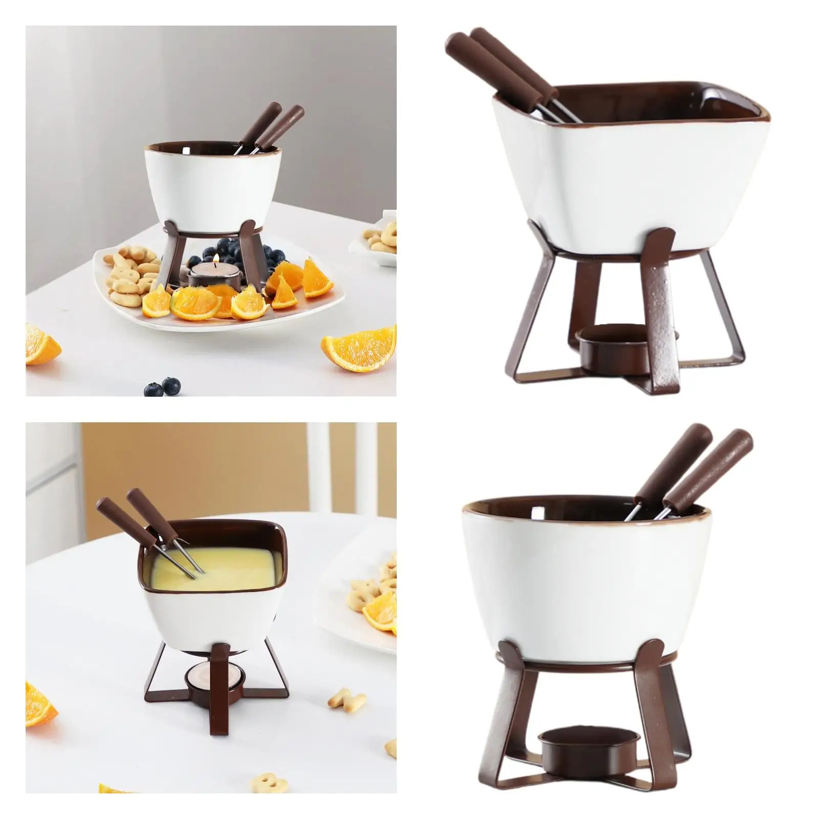 Creative Ceramic Hotpot Cheese Melting Insulated Pot Chocolate Hotpot Ice Cream Pot Circular Chocolate Stove Cooking Fondue