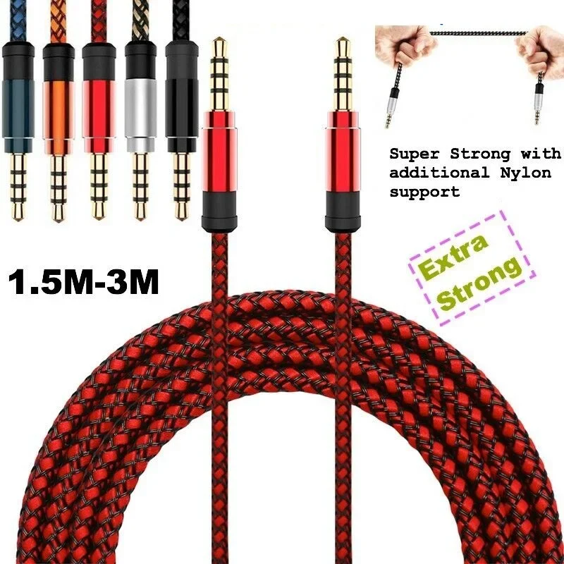 

10 шт. 1,5 м 5 футов 3 м 10 футов ткань нейлон 3,5 мм штекер-штекер вспомогательный AUX удлинитель аудио стерео кабель для Iphone Samsung Huawei