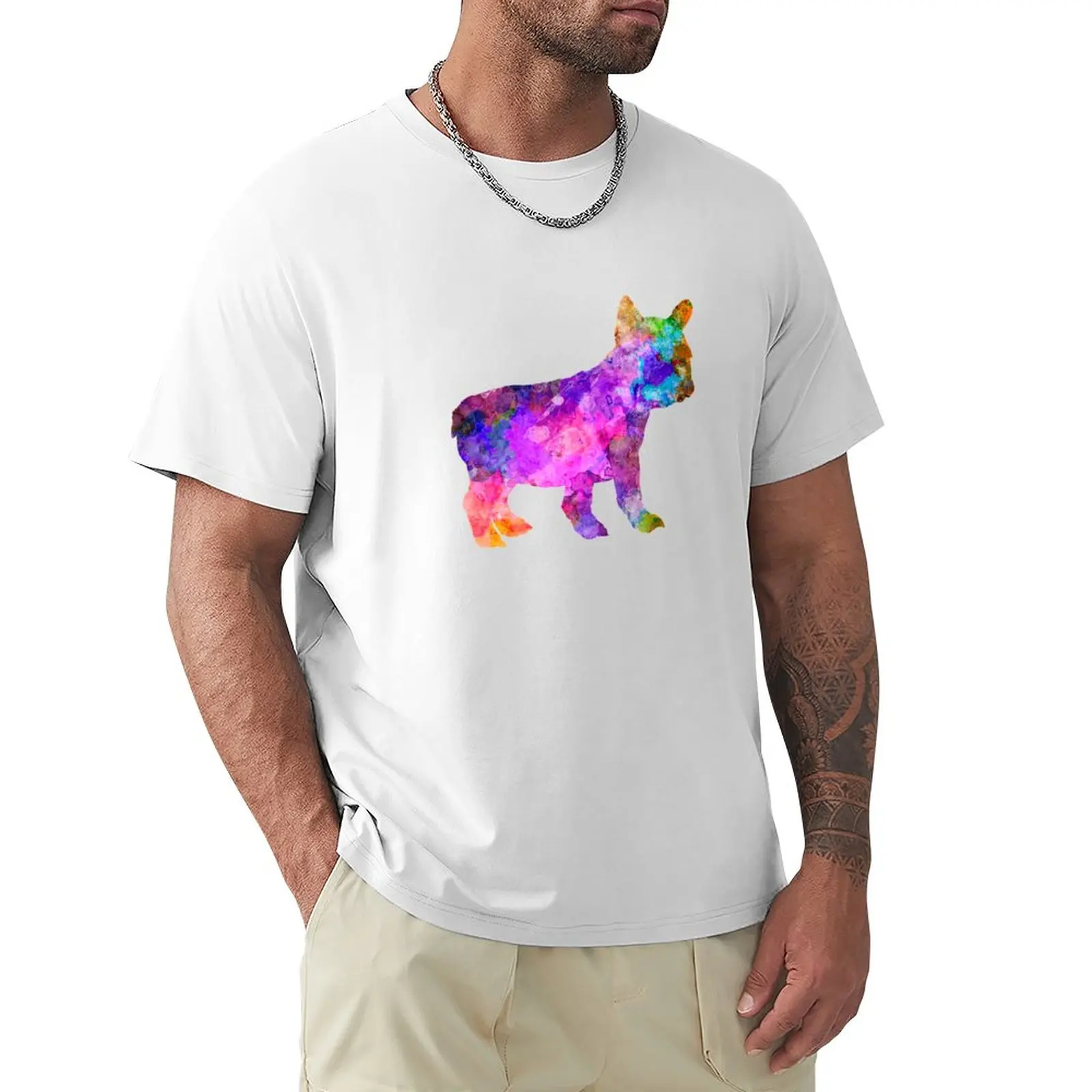 

French Bulldog puppy 01 in watercolor T-Shirt plain sublime for a boy black t shirts for men
