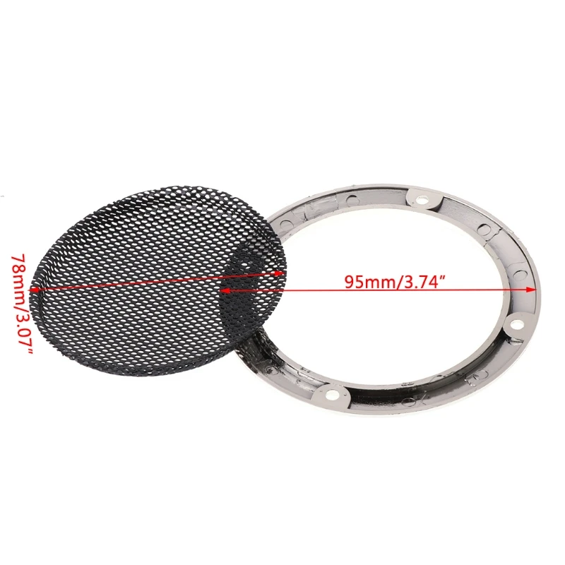 50JA 2 Pcs 3" inch Black o Speaker Cover Decorative Circle Metal Mesh Grille